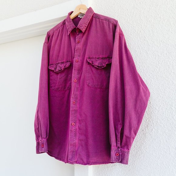 Men's 90's Pink Overdye Button Down Shirt - Picture 2 of 4